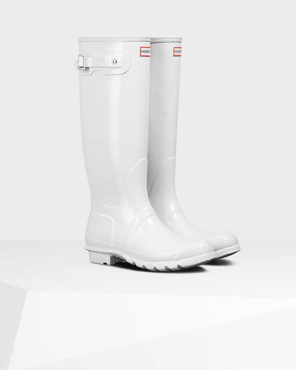 Womens Hunter Original Gloss - Tall Rain Boots White - 7384-FDLOZ